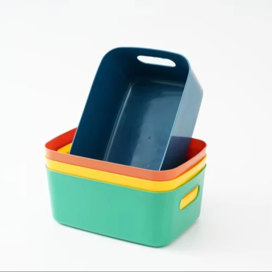 New Arrival Modern Style Colorful Storage Basket Rectangle Rectangular Household Office PP Storage Bucket Container