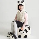 Girls Casual Girls Sleeveless Animal Hooded Plush Vest Coat And Skirt 2Pcs Sets