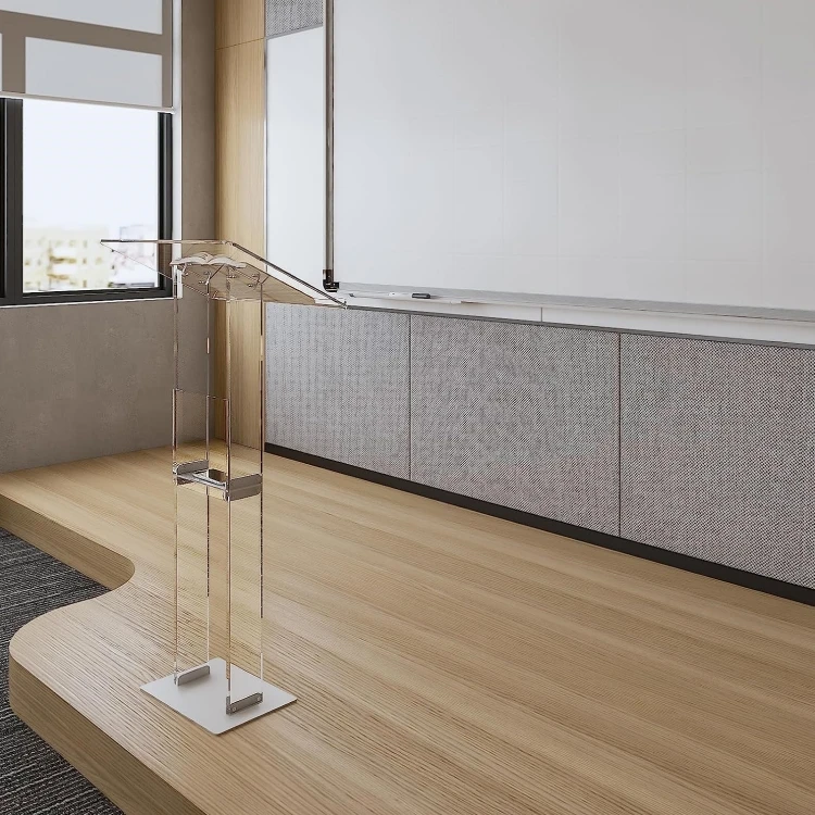 Clear Acrylic Straight Detachable Acrylic Podium With Steel Lectern Pulpit