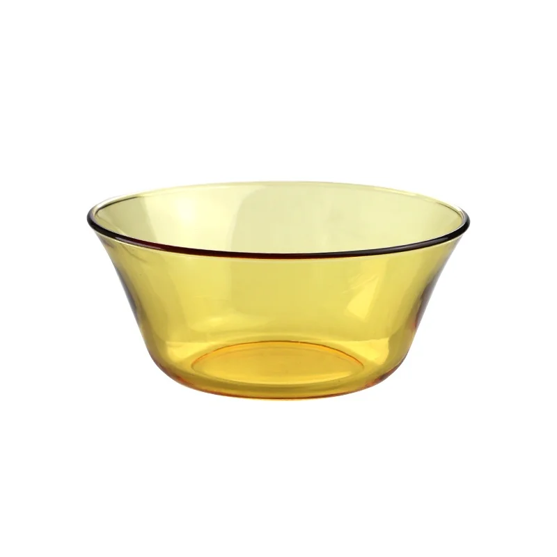 Stock glass salad bowls amber color food safe glass bowls microwave oven safe heat resistant big mixing bowls for fruit