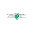 Emerald Ring 18K Gold Heart Shape Emerald Diamond Ring