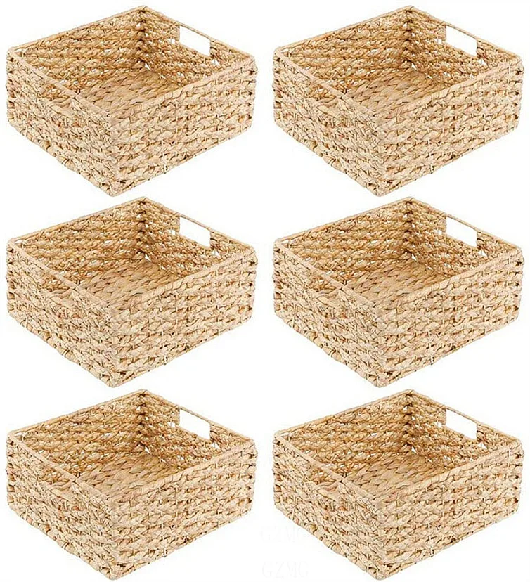 Foldable Water Hyacinth Basket, Rattan Outdoor Garden Basket, Wicker Storage Basket Rattan