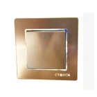 Switch Wall Switch CTORCH 86*86Mm Luxury Brass 1 Gang 2 Way Home Electrical Wall Switch