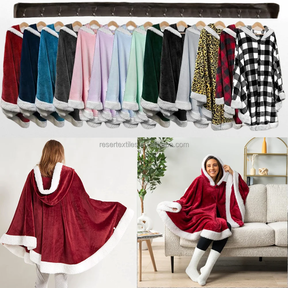 Super Soft Cozy Quilted Plush Flannel Fleece Sherpa Eco-Friendly Wearable Throw Hoodie Hooded Blanket Character Angel Wrap