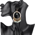 Gold Plated Earrings Fashion Designer Gold Plated Beads Hoop Tassel Earrings For Women 2021