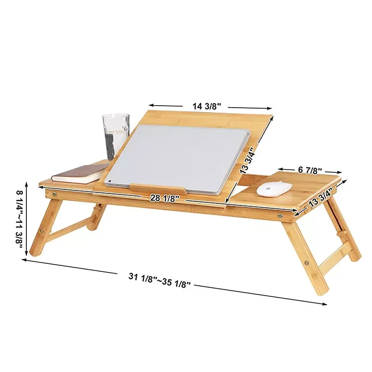 Wooden Laptop Desk Holder Stand Bamboo Laptop Desk Adjustable Table Foldable Portable Laptop Desk