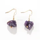 Stone Earring Natural Rose Quartz Raw Stone Healing Crystal Fashion Drop Earring Set For Woman Jewelry