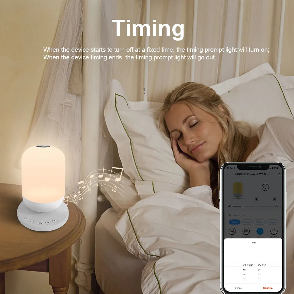 APP Control Portable Mini White Noise Sleep Helping Machine Pink Noise Maker Rechargeable White Noise Sound Machine for Baby factory