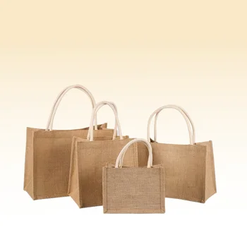 Wholesale jute bag manufacturers style size customized foldable jute gift bag with custom printed logo