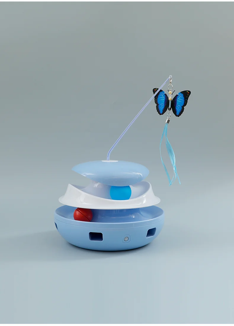 Smart Electric Cat Turntable Toy with Butterfly Teaser Stick Relieve Boredom Anxiety Interactive Play Toy for Cats Pet Products factory