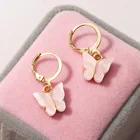 Huggie Hoop Hoop Dangle Earring Ladies Huggie Earring Hoop Cubic Pave Hoop Butterfly Wing Dangle Earrings