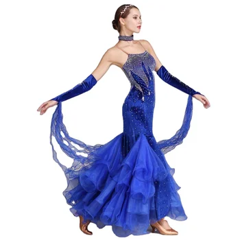 Adult Black Ballroom Competition Lace Dresses Women New Sexy Backless Standard Waltz Dancing Costume Chinese Sexy Dance