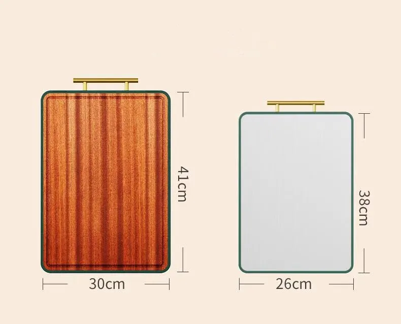 Kitchenware Bamboo Double Side Stainless Steel Chopping Board Block Wood Antibacterial Multifunctional Cutting Board with Handle
