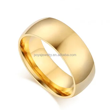 POYA Jewelry 18K Gold Stainless Steel Punk Rings Blank 4mm/6mm/8mm High Polished Custom Logo promise Ring for Couple for Gifts