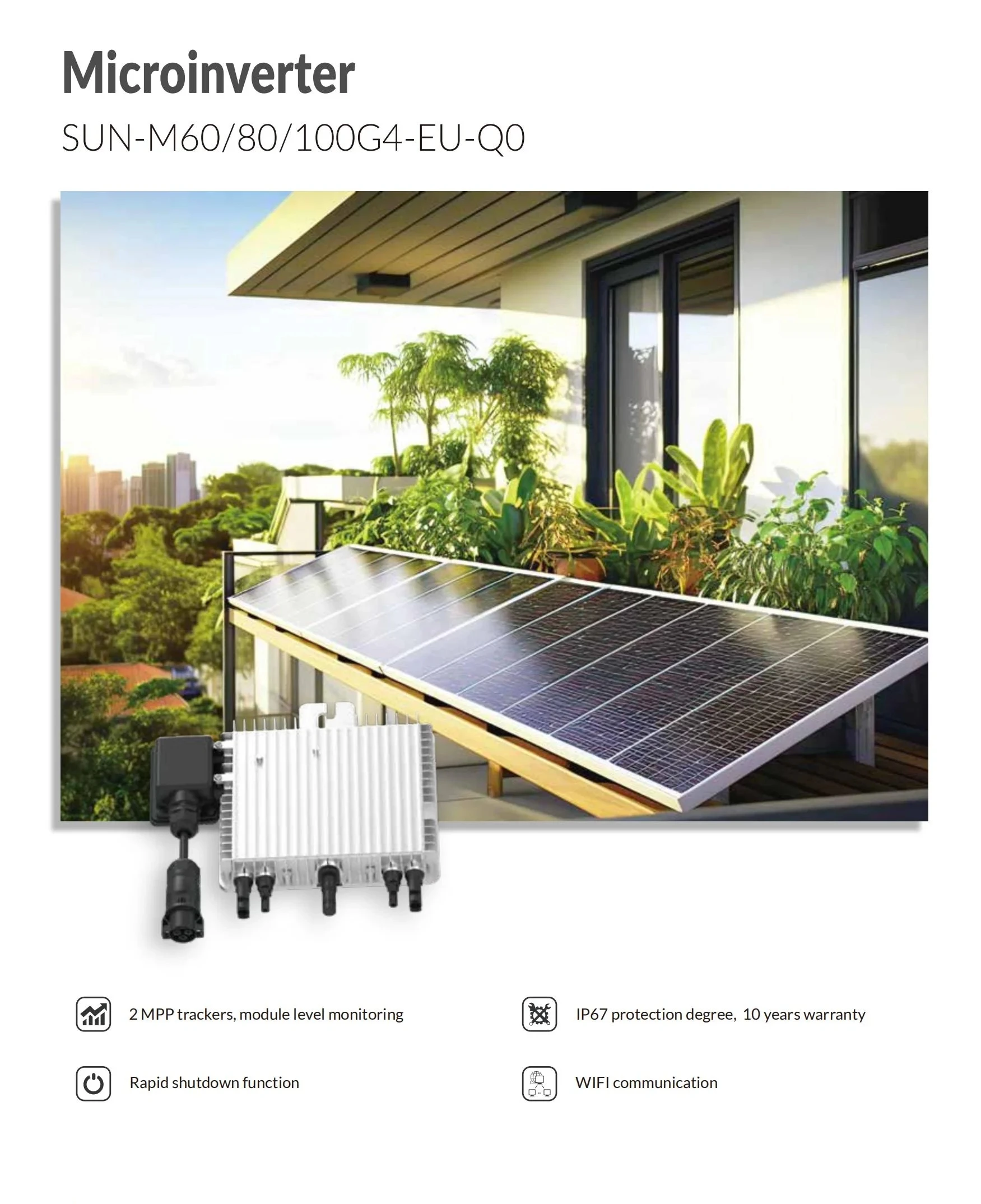 Deye Microinverter Power Dc Ac Sun G Eu W Kw Solar Panel