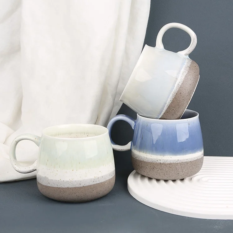 Gloway LOGO Gift Large-Capacity Kiln Glazed Color Gradient Stoneware Porcelain Tea Cup Handmade Mug Ceramic Coffee Pottery Cup