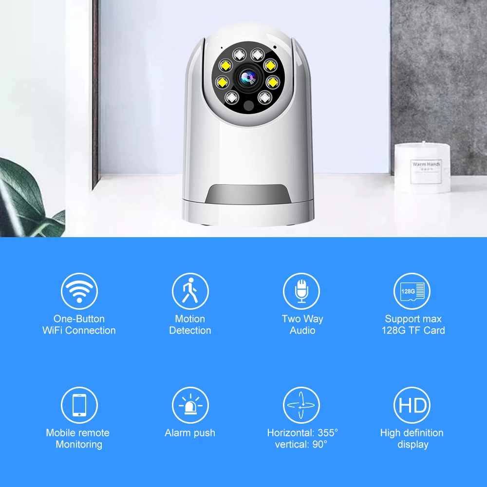 V380 APP 1080p Smart Camera 2k Hd Wifi Night Vision 2mp Ip Camera Ai Tracking Baby Security Monitor 300w 2k Network Wifi Camera