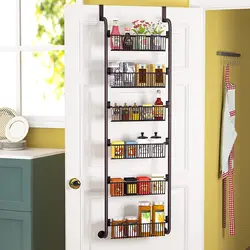 Punch-free multifunctional Hanging Storage Door Organization wall mount kitchen Spice Rack cabinet shelf for mason jar