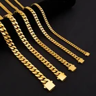 Jewelry 2021 Fashion 18K Gold Plated Cuban Link Customized Stainless Steel Chain Jewelry Necklace