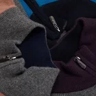 100% Winter Men's Knitted Sweater 100% Cashmere Half High Neck Zipper Casual Pullover