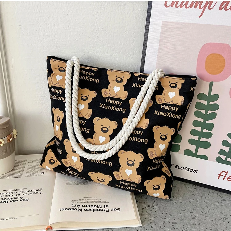 Eco-Friendly Custom 12 Oz Fabric Tote Bag with Colour Handle Recycled Canvas Digital Print for Grocery Shopping details