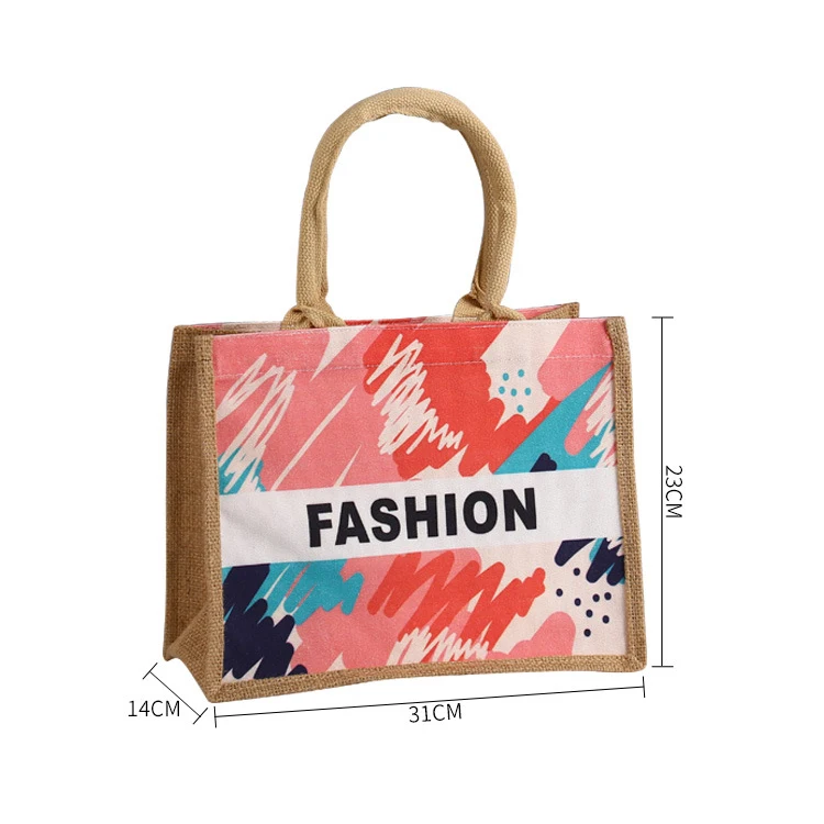 Personalized Graffiti Canvas Jute Shopping Bag With Custom Printed Logo supplier