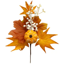 Silk Maple Leaves Branches Autumn Artificial Pumpkin Pine Home Christmas Decoration Needle Berry Twig Stem Simulation