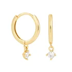 14k Gold Diamond Earrings Gemnel 14k Gold Women Jewlery Simple Fashion Charm White Diamond Hoop Earrings
