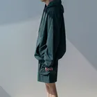 Wholesale Streetwear Mens Oversized Windbreaker Hoodie Jacket And Shorts Set