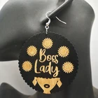 Wooden Handmade Designer Wooden Jewelry Round Shaped African Black Girl Earrings