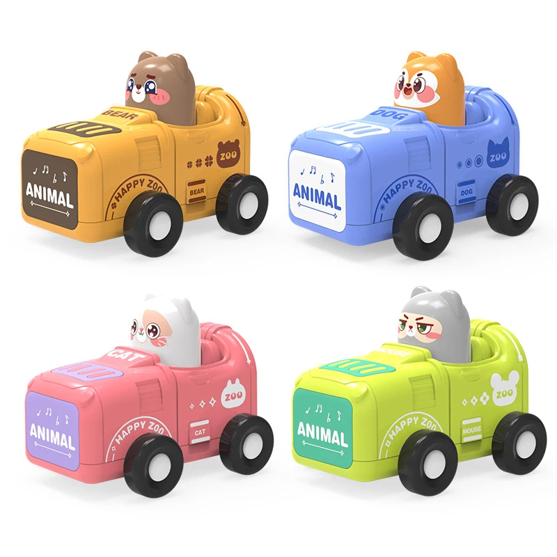 Wholesale 12pcs cute toy animal car press and go car toys for toddlers 1-3