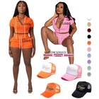 Sets Set 2022 Custom Logo Workout Sets Gym Fitness Hooded Sweet Crop Top Short 2 2 Piece Set Women