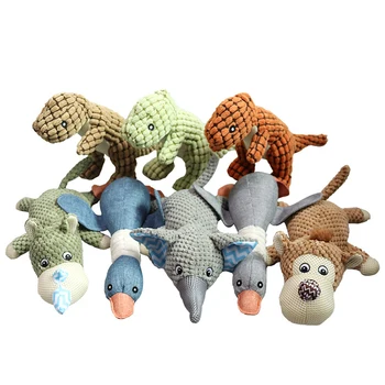 Dog Makes Sound And Bite Resistant Dinosaur Plush Toys Cartoon Wood Dog Golden Hair And Kirky Molar Cleaning Plush Toys