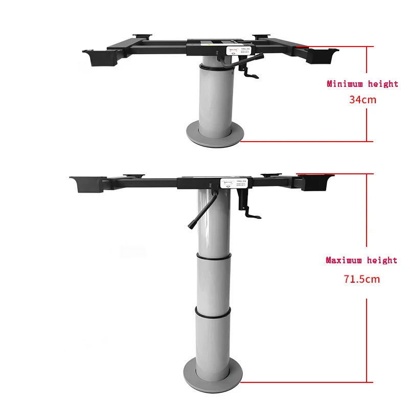 RV Table Leg Aluminum Pneumatic Lifting Desk Leg with Sliding Frame & Rotating Base Plate for Boat Marine Trailer Caravan