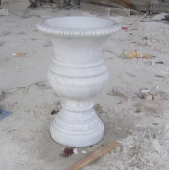 Decorative Carved White Marble Flower Vase Planters Urns for Garden