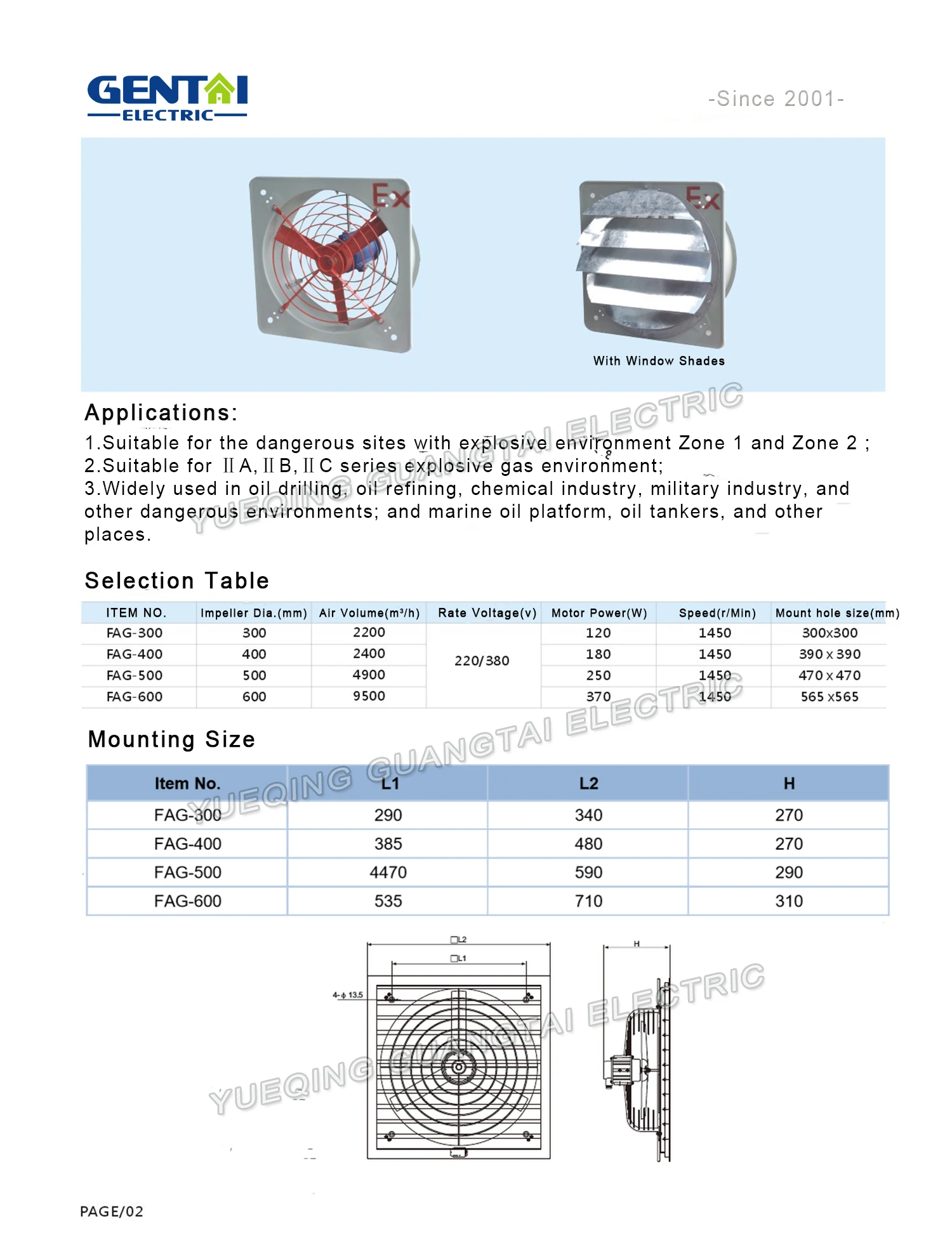 Explosion-proof Wall-mounted Electric Fan, FAG-A - detail 6