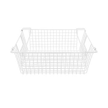 High End White Wire Rectangular Vegetable Fruit Stackable Organizer Storage Basket Kitchen Metal Storage