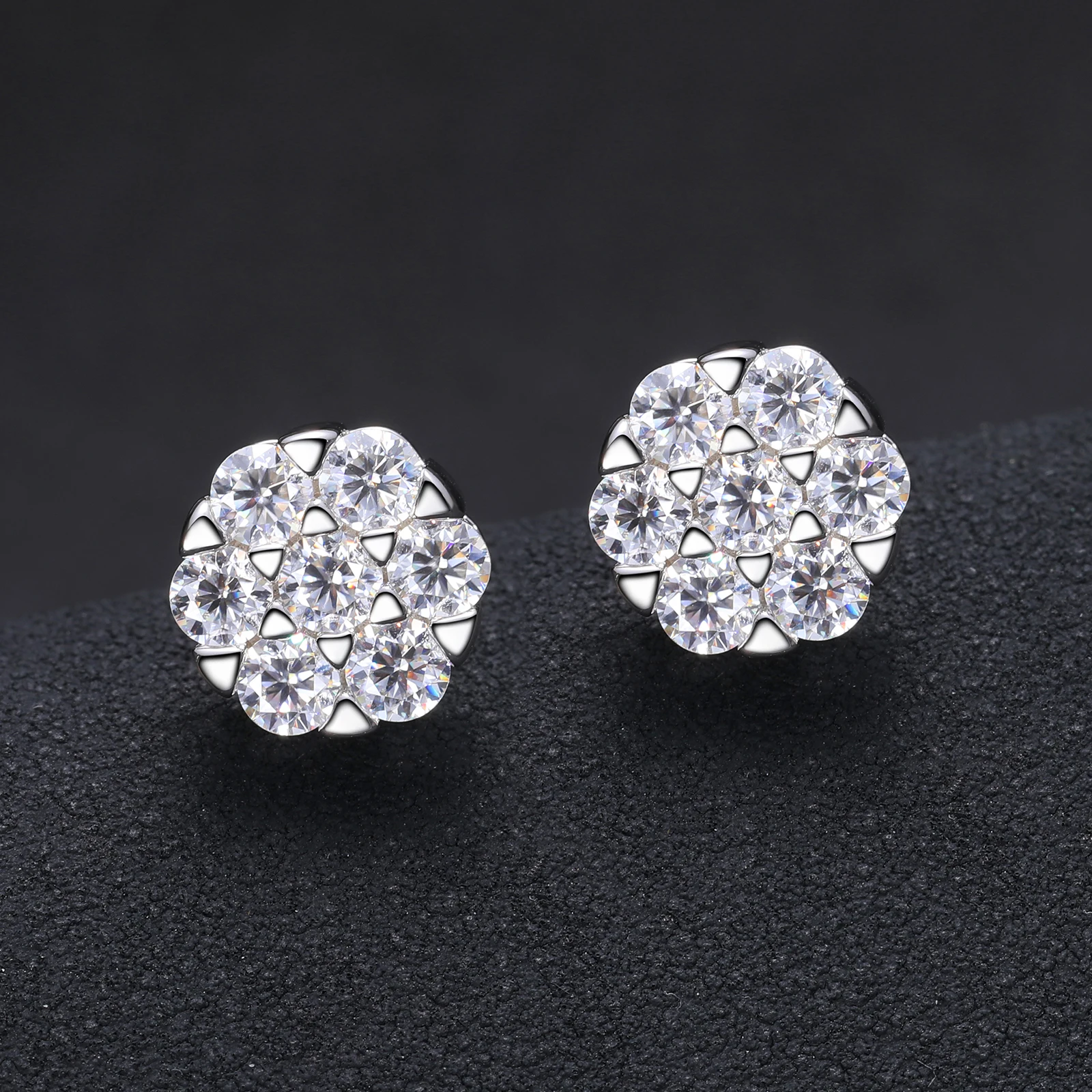 Luxury Plum Flower Moissanite Stud 925 Sterling Silver Fine Jewelry Earrings Valentines Day Gift Earrings Women