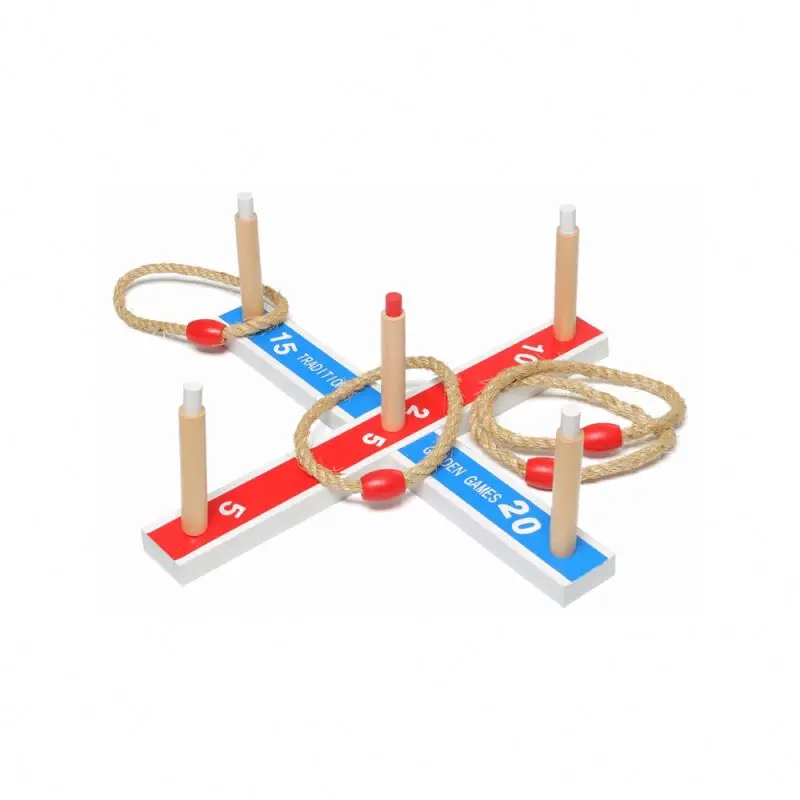 Hot Selling Wooden Ring Toss Game 5 Quoits Set outdoor