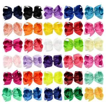 Midi Multi-colored Custom Girls Hair Accessories 6" Hand-made Alligator Clips Grosgrain Ribbon Hair Bow
