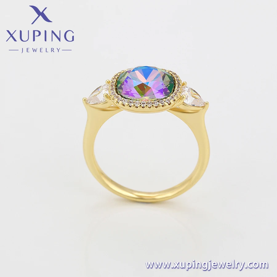A00721759 xuping jewelry  exquisite Luxury Elegant Laser Crystal 14K Gold Plated Diamond Girl Ring