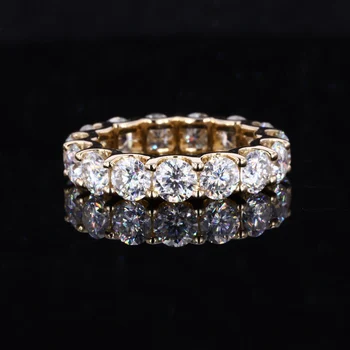 10k Yellow Gold Ring Wedding Band Full Eternity Lab Grown Moissanite Stone Diamond Jewelry