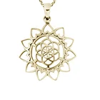 Stainless Steel Sacred Geometry Lotus Flower Of Life Heart Pendant Necklace Mandala Style Jewelry