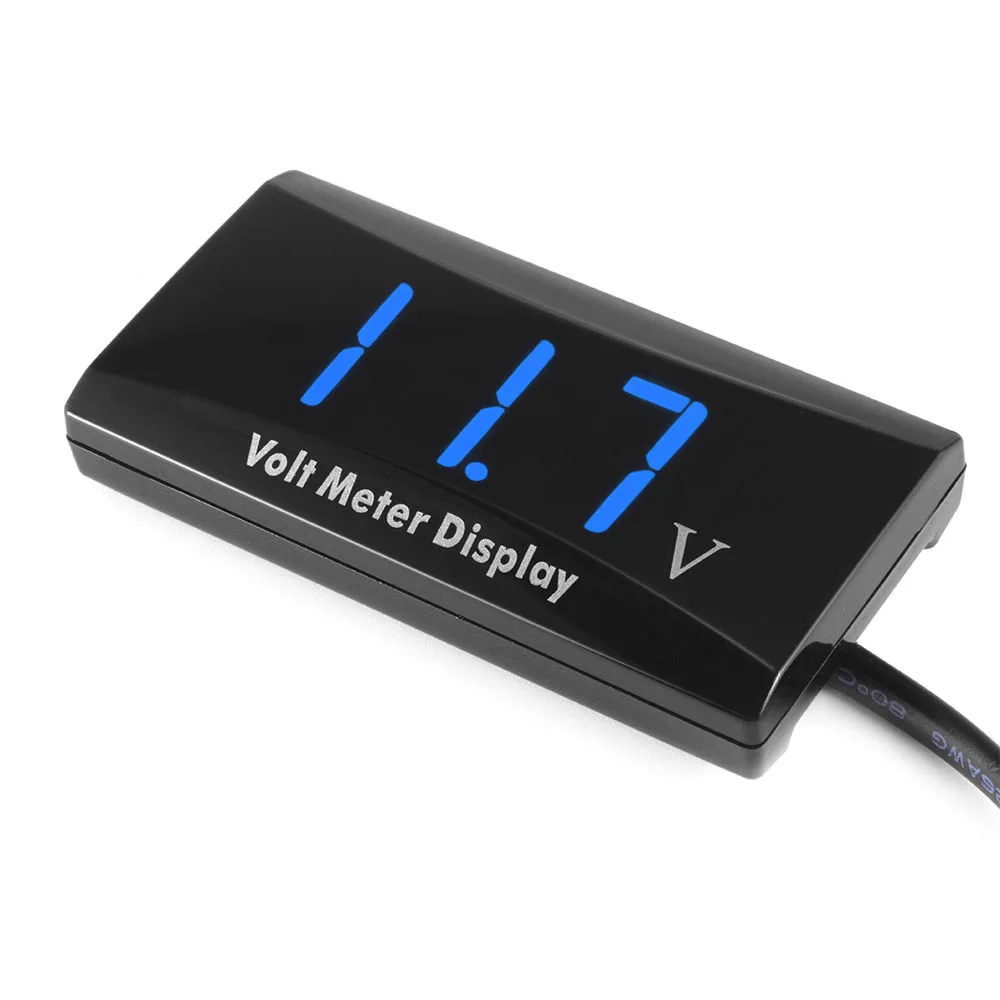 MASO 12V Motorcycle LCD Clock 12-24V Multifunctional 2 IN 1 Voltmeter Voltage Indicator Time Table Digital LED Display 