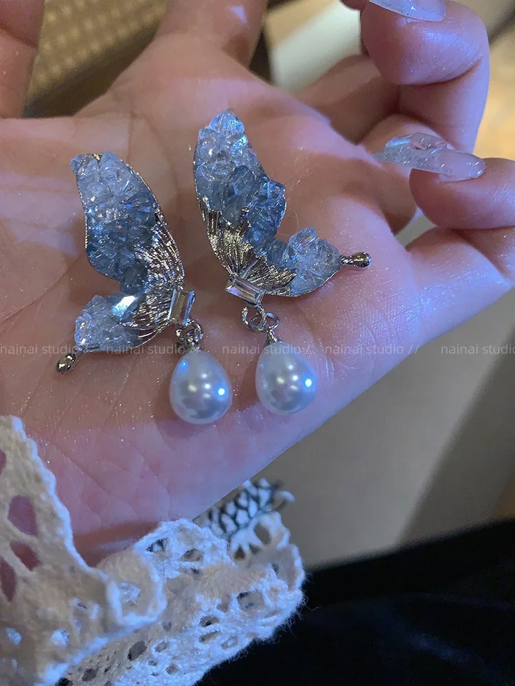 Fairy Tempered Crystal Butterfly Earrings Fashion Jewelry for Women