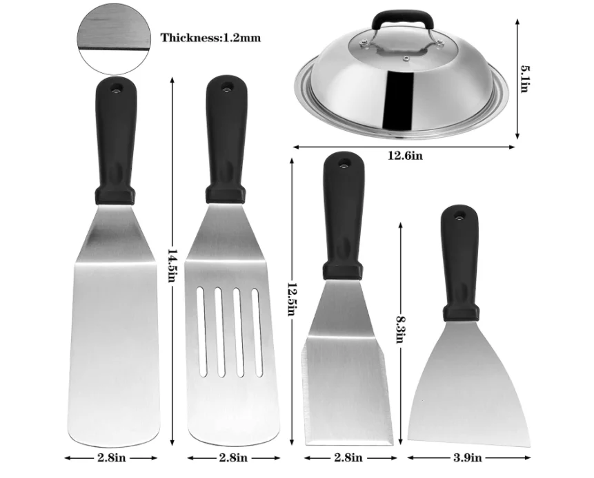 BBQ Grill Accessories with Metal Spatula,  Egg mold  and Squirt Bottles, Griddle Accessories