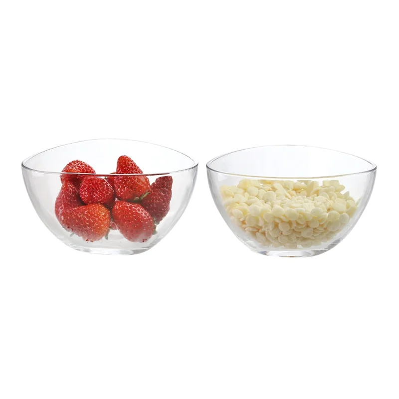 Wholesale Cheap Shaped Clear Dessert Fruit Snack Trigonal Glass Bowl Glass Salad Bowl Glass Bowl With Smooth Rim