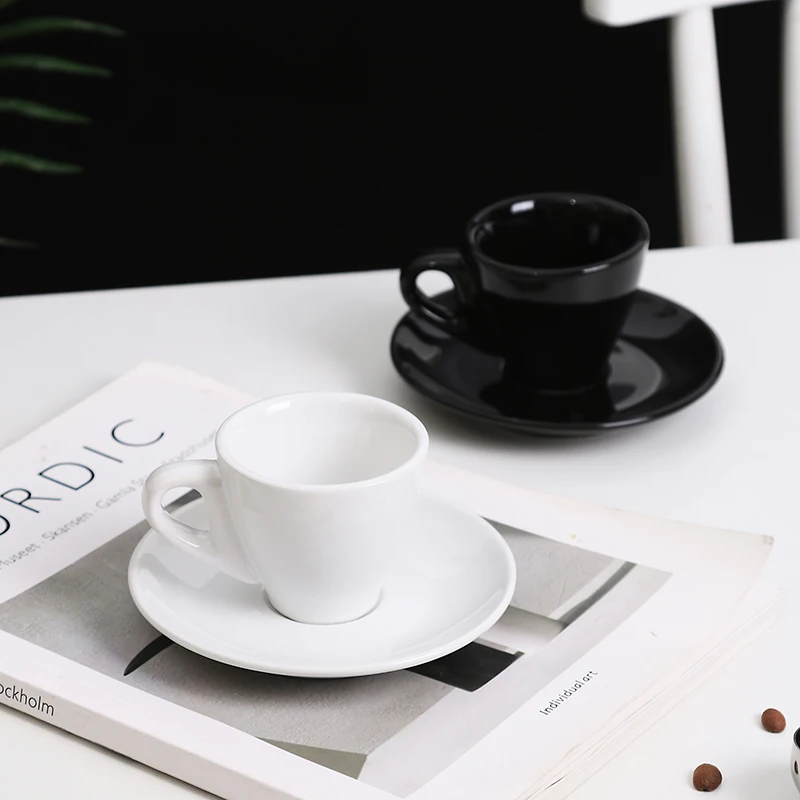 Manufacturers 75ml Reusable Porcelain Ceramic Cappuccino Espresso Latte Mug Handmade Small Modern Cafe Coffee Tea Cups supplier