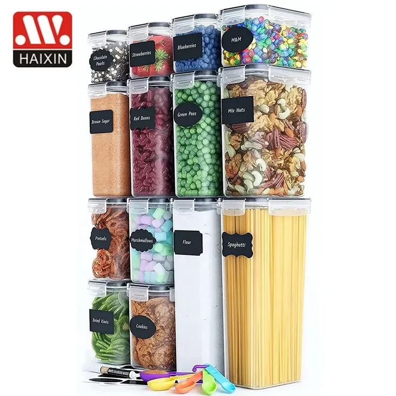 14 PCS Wholesale Free Match Full Sizes Plastic Storage Stackable Box Factory Direct Airtight Food Storage Container Set