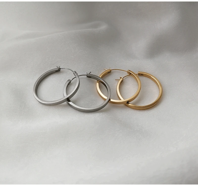 multi sizes gold hoop earrings simple stainless steel gold earrings geometric aretes de acero inoxidable